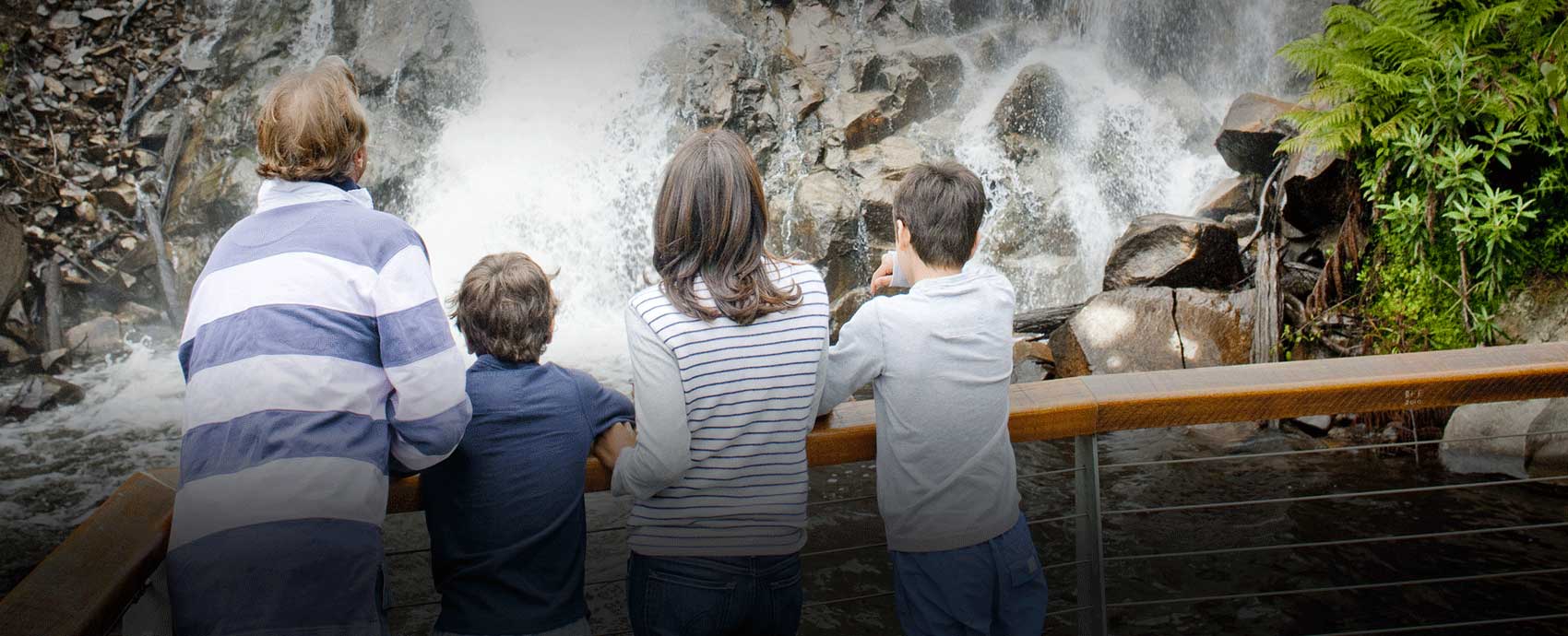 Family at a waterfall in Murrindindi Shire